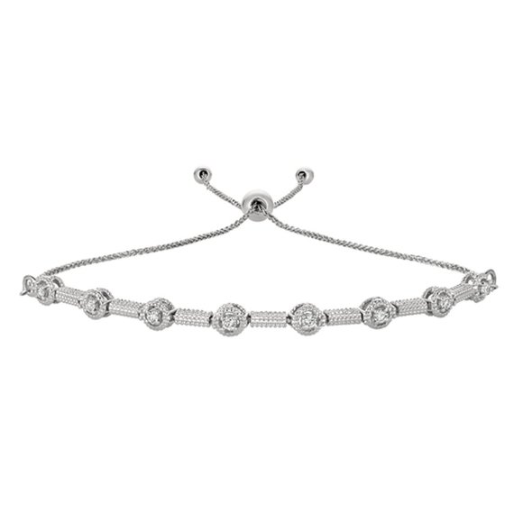 0.25 Carat Round + Links Bolo Diamond Bracelet 14K
